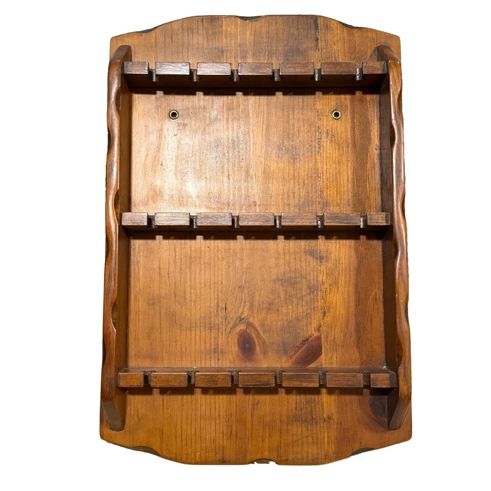 Vintage Wooden Wall Mounted Collector 18 Spoon Display Rack Shelf Grandma Core